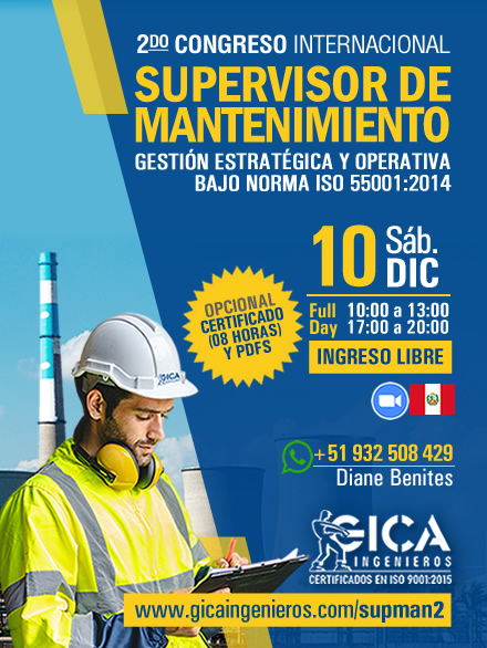 SUPERVISOR DE MANTENIMIENTO GESTIÓN ESTRATÉGICA Y OPERATIVA BAJO NORMA ISO 55001:2014